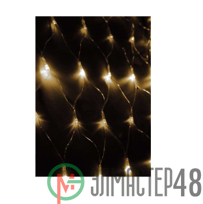 Гирлянда Сеть 2х1.5м 300LED 6Вт 180-240В уличная IP44 коннектор до 3 гирлянд тепл. бел.; прозр. провод 3м Космос KOC_NET300_WW_IP