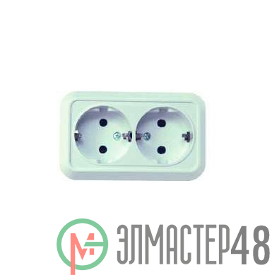 Розетка 2-м ОП 16А IP20 с заземл. бел. Makel 45182