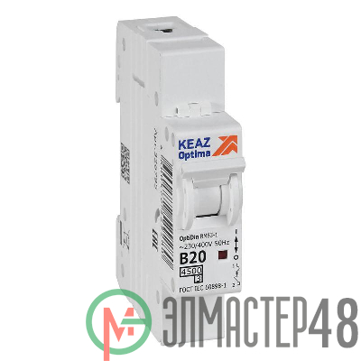 Выключатель автоматический модульный OptiDin BM63-1B20-4.5-УХЛ3 КЭАЗ 329502