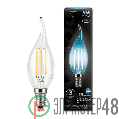 Лампа светодиодная Black Filament Свеча на ветру E14 9Вт 4100К Gauss 104801209