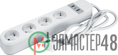 Удлинитель 4х1.5м 16А Smart Home с заземл. 2хUSB с управлением по WI-FI бел. NAVIGATOR 95132