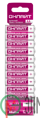 Элемент питания алкалиновый 90 636 OBT-ALK-LR6-BP12 (блист.12шт) ОНЛАЙТ 90636