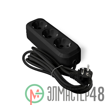 Удлинитель 3х3м с заземл. 10А IP20 У10-554 ПВС 3х0.75 черн. UNIVersal 1982