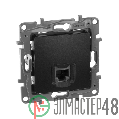 Механизм розетки информ. 1-м СП Etika RJ45 CAT.5E UTP антрацит Leg 672641