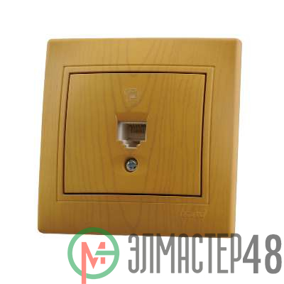 Розетка телефонная 1-м СП Mira RJ11 ольха LEZARD 701-0701-137